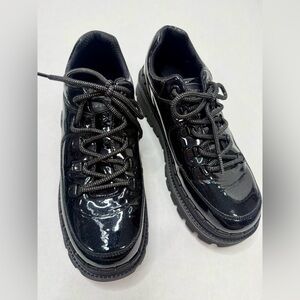Skechers Black Patent Lug Sole Jammers